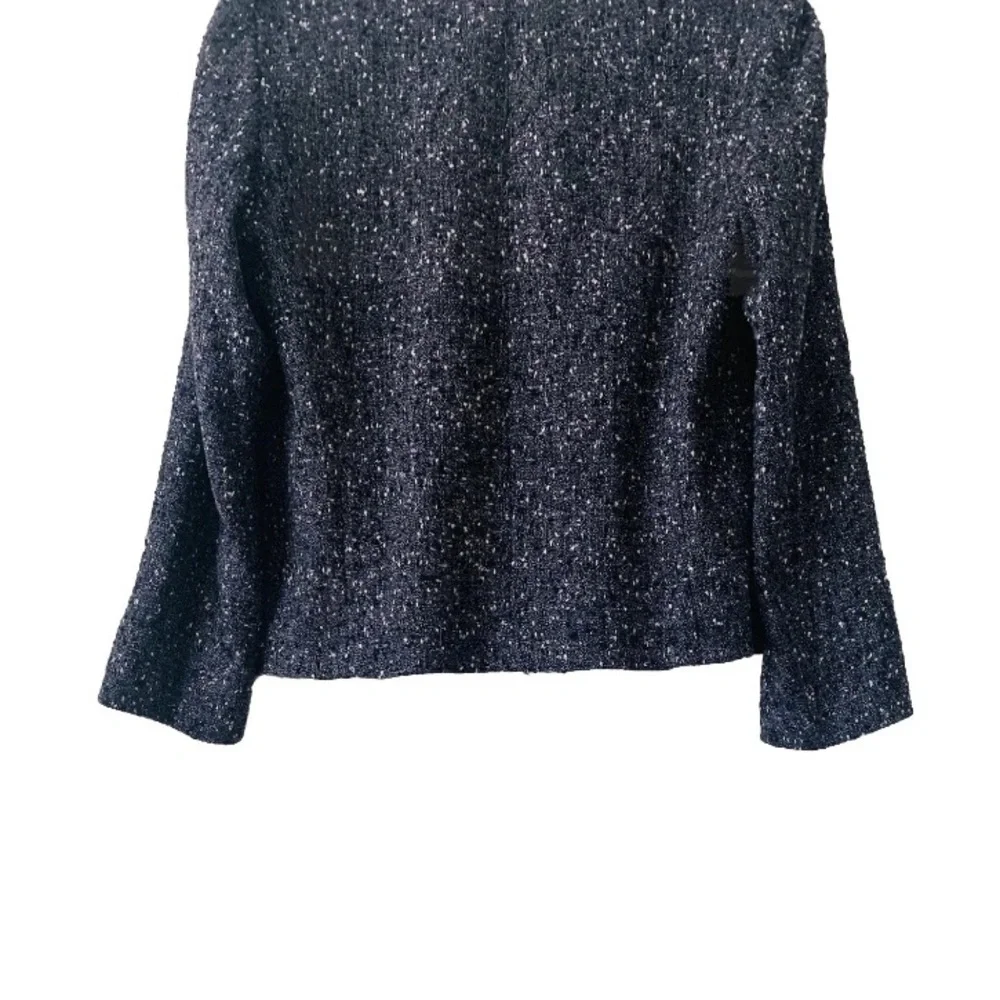 Lafayette 148 Round Neck Tweed Blazer Jacket Women Sz 12 Purple Academia Preppy